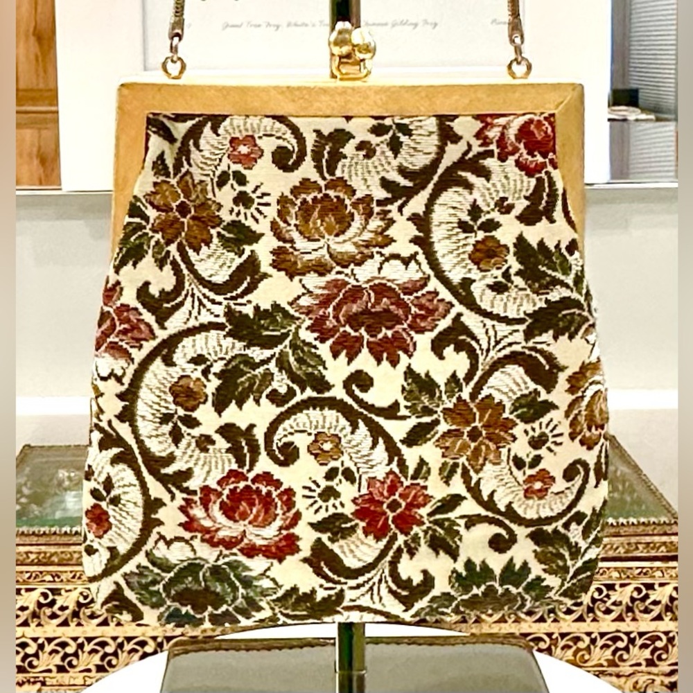 VTG 50s/60s Satin-Lined Tapestry Bag Handmade British Crown Colony of Hong Kong